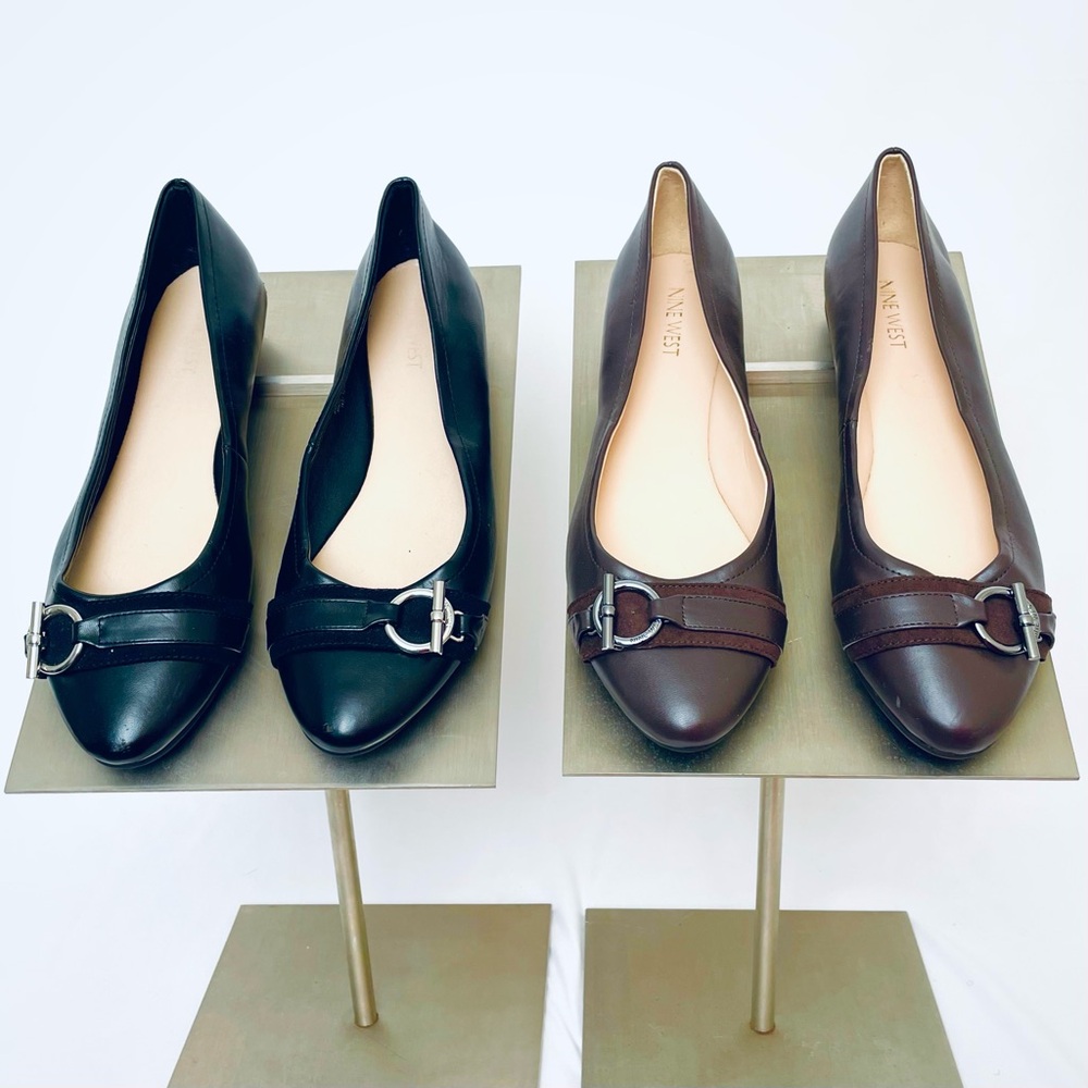 BUNDLE Nine West Women's Brown (sz. 10.5) and Black (sz. 10) flats.